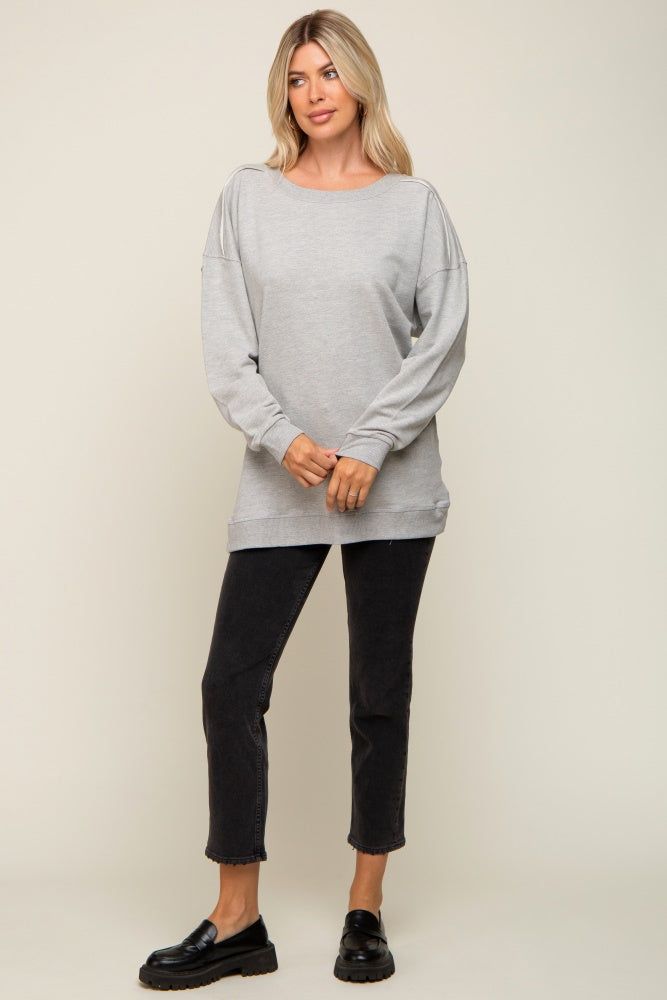 Heather Grey Terry Exposed Seam Sweatshirt sold by Pinkblush product image thumbnail 4