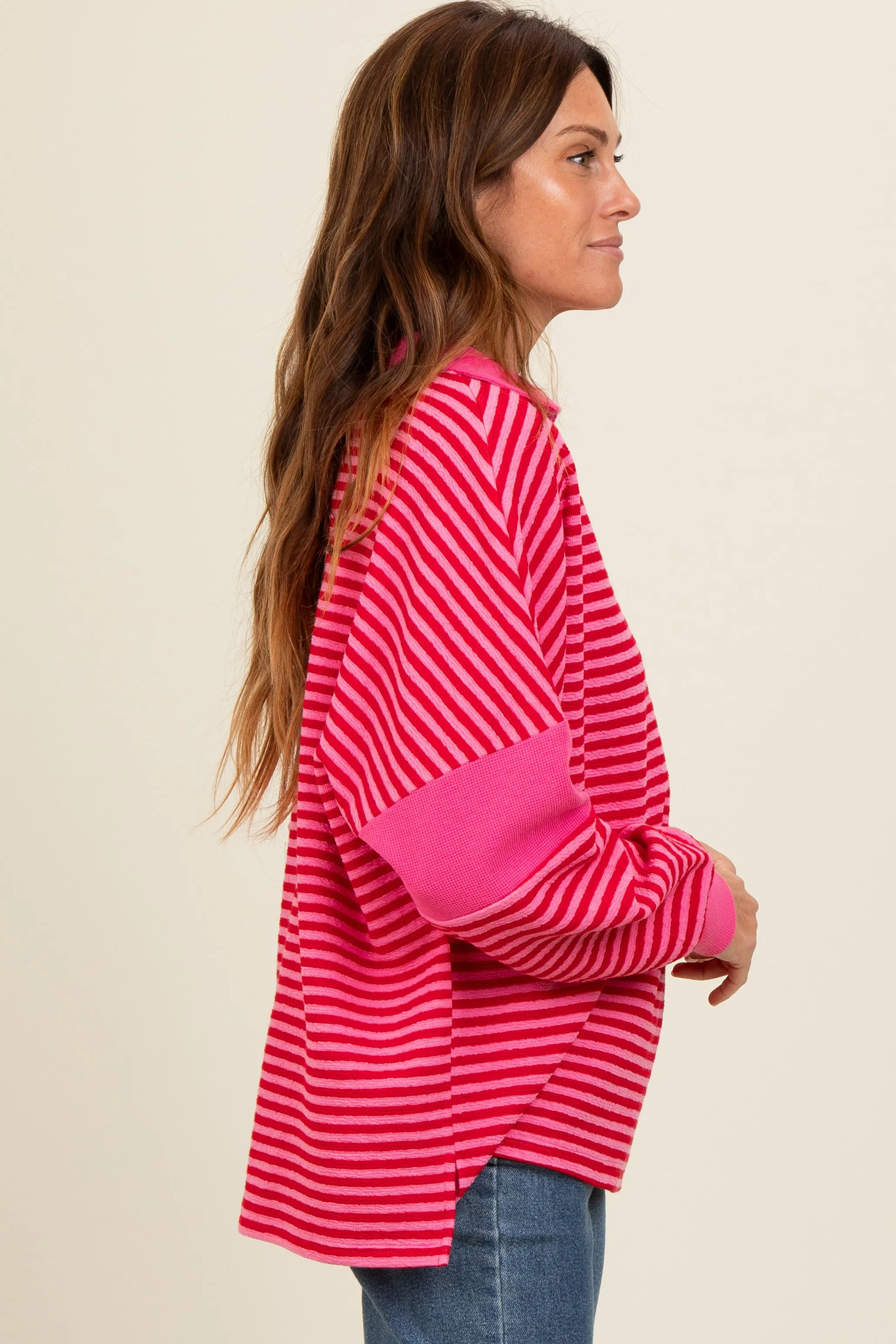 Fuchsia Striped Relaxed Fit Top sold by Pinkblush product image thumbnail 3