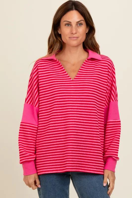 Fuchsia Striped Relaxed Fit Top sold by Pinkblush