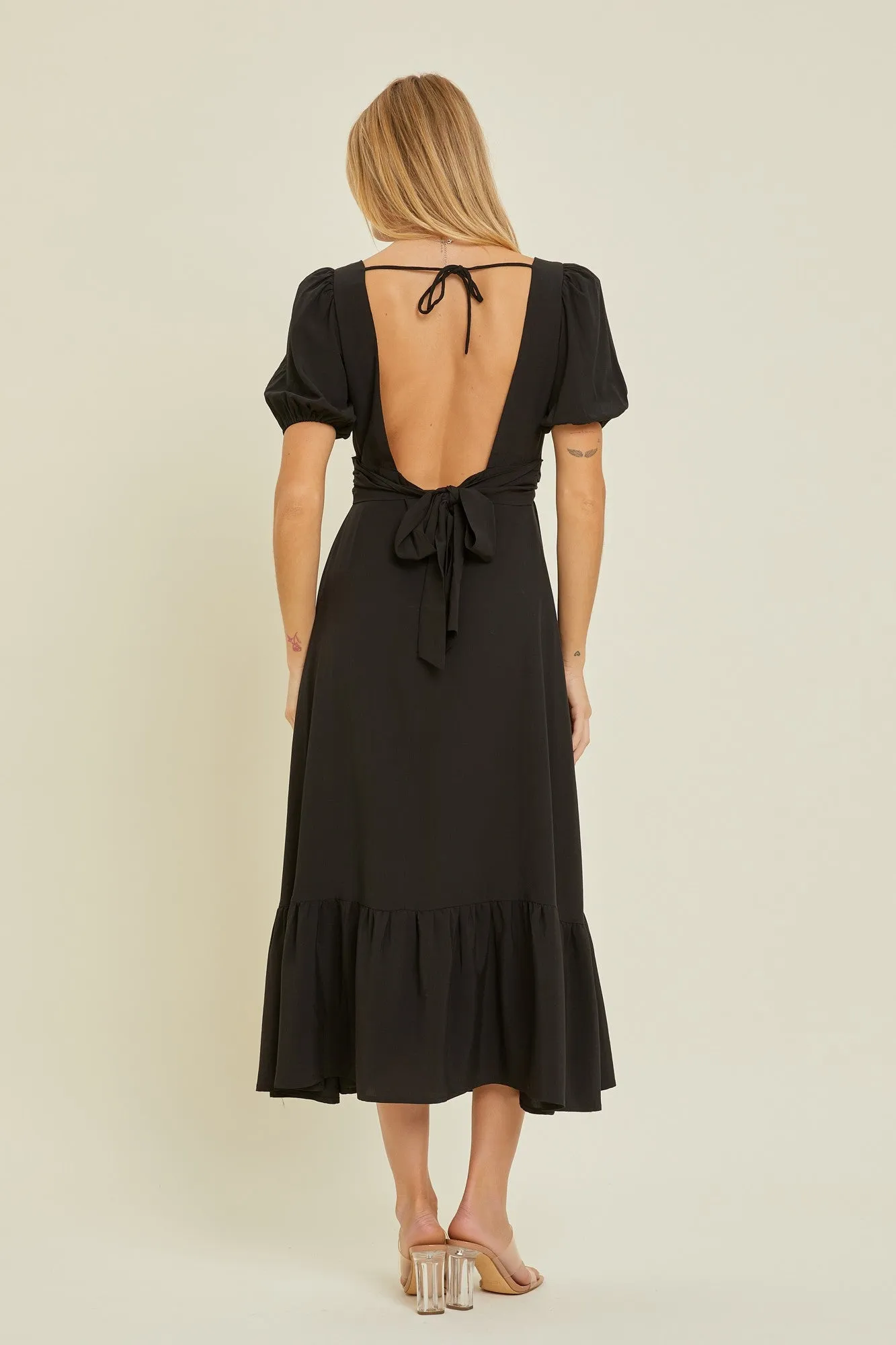 Black Open Back Midi Dress sold by Pinkblush product image thumbnail 3