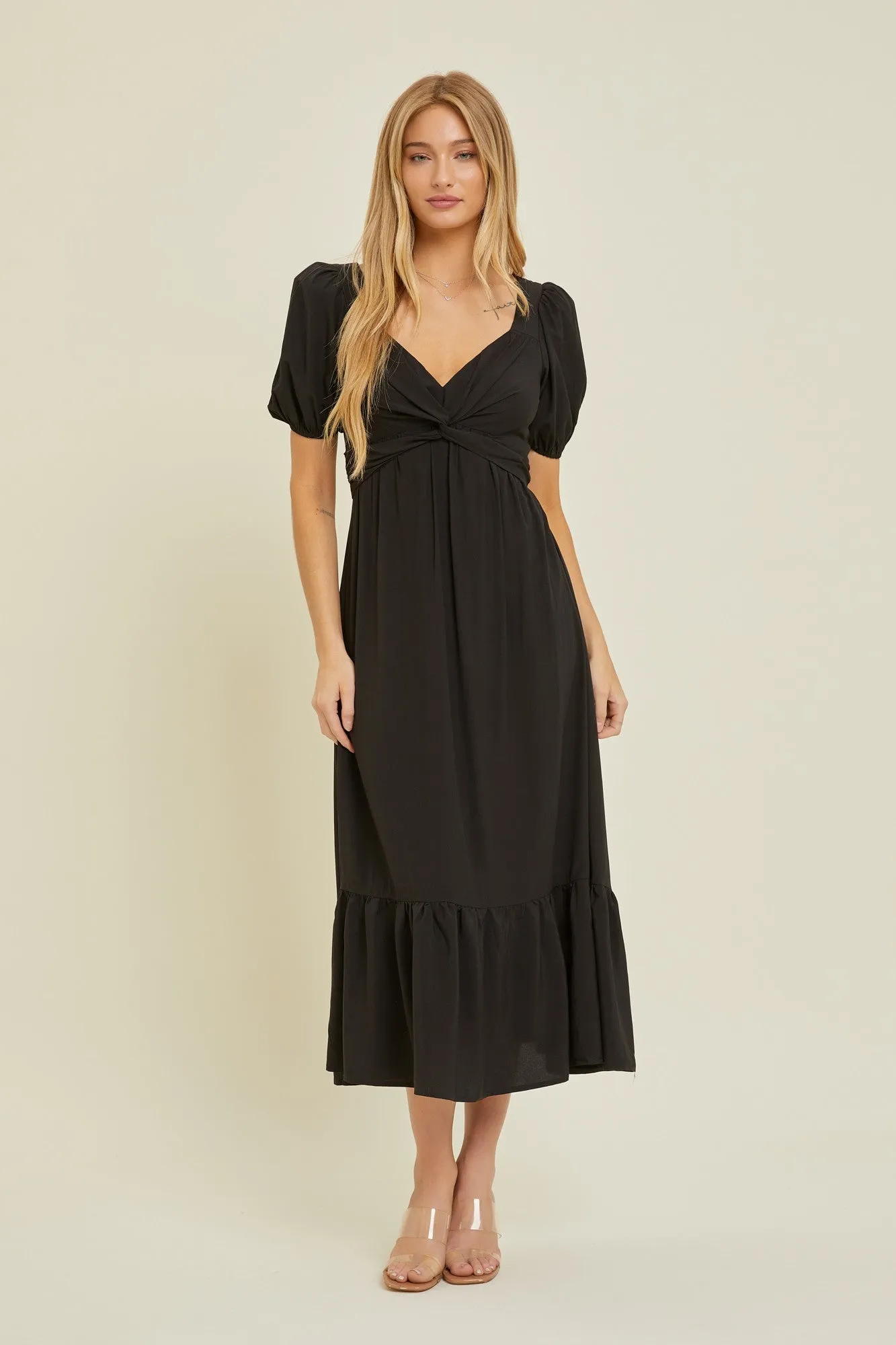 Black Open Back Midi Dress sold by Pinkblush