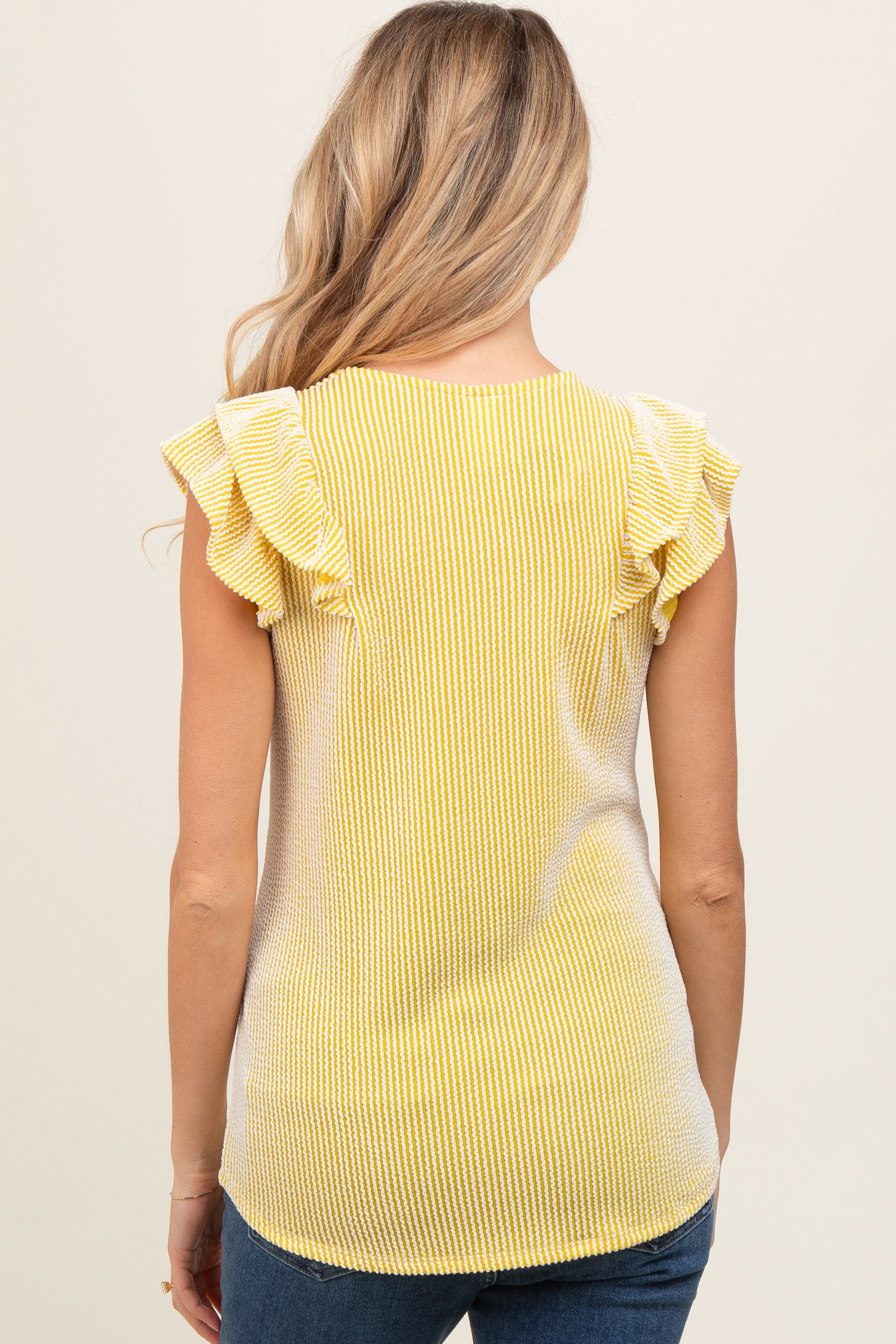 Yellow Flutter Sleeve Ribbed Maternity Top sold by Pinkblush product image thumbnail 4