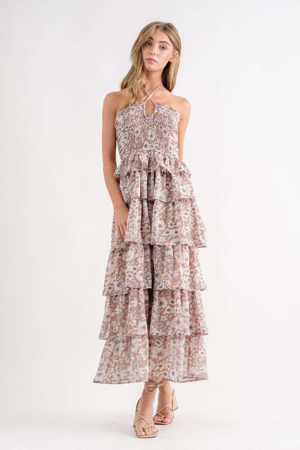 Dusty Pink Print Maxi Dress sold by Pinkblush