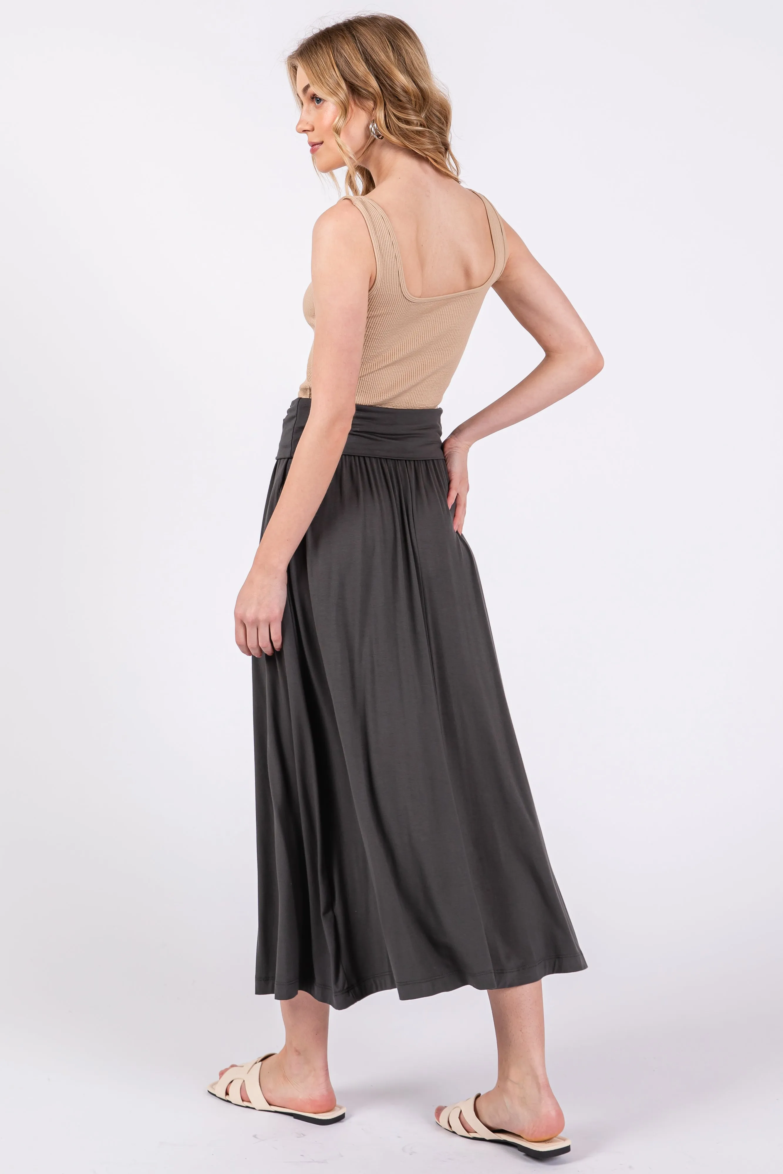 Charcoal Fold-Over Maxi Skirt sold by Pinkblush product image thumbnail 3