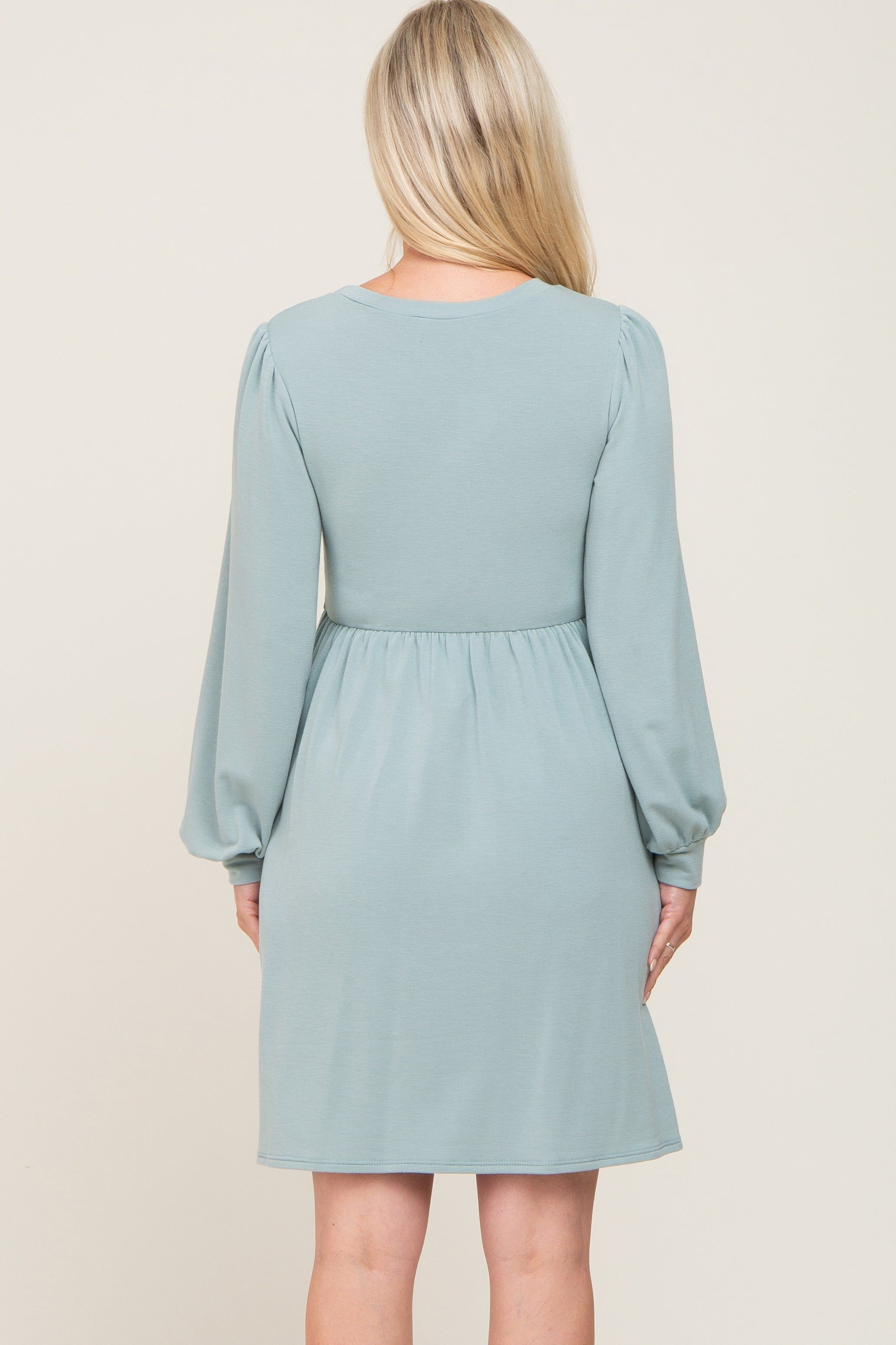 Sage Terry Knit Long Sleeve Maternity Dress sold by Pinkblush product image thumbnail 3