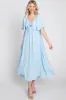 Light Blue Textured Dot Front Tie Ruffle Sleeve Midi Dress sold by Pinkblush