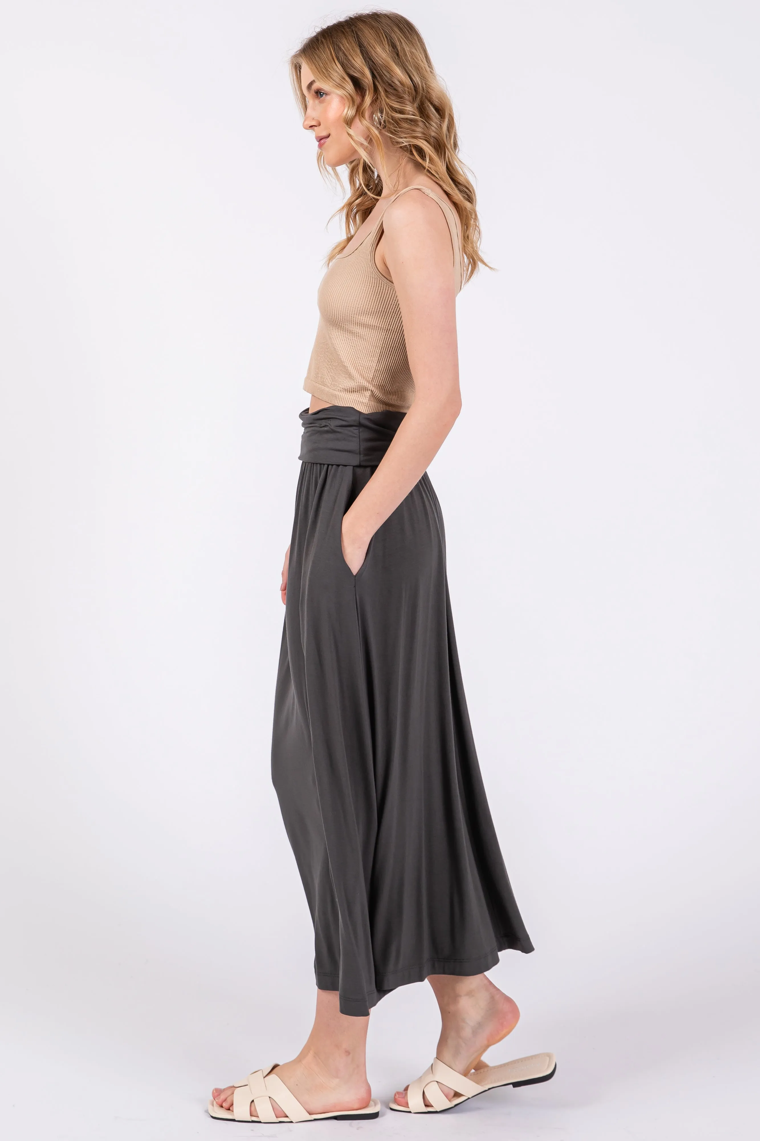 Charcoal Fold-Over Maxi Skirt sold by Pinkblush product image thumbnail 2