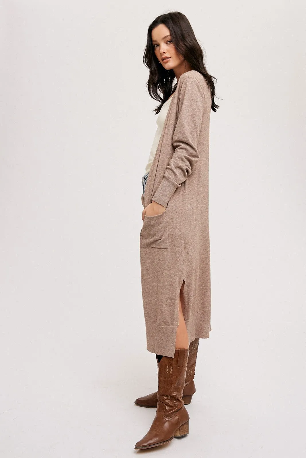 Mocha Long Cardigan sold by Pinkblush product image thumbnail 2
