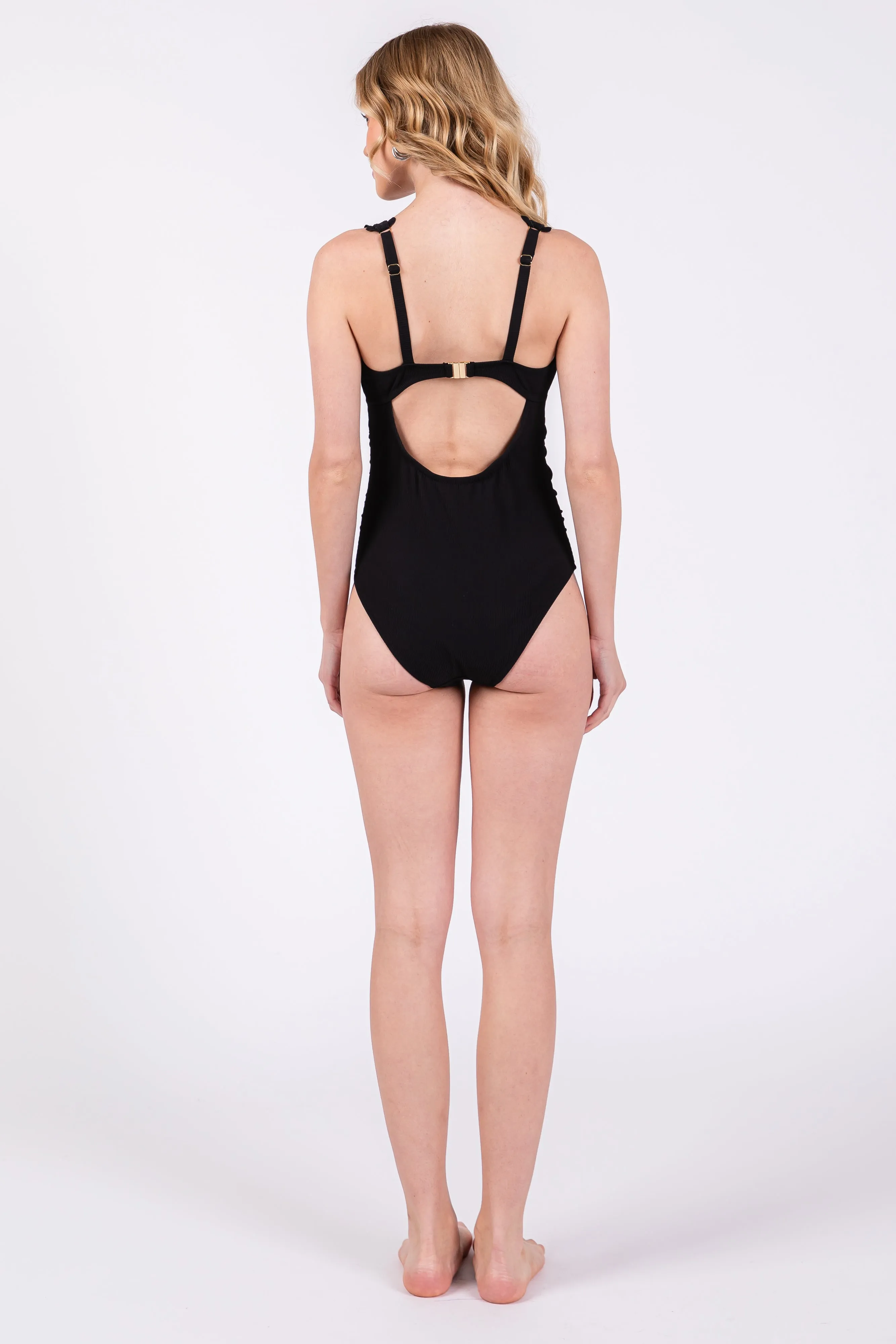 Black Scallop Trim One Piece Swimsuit sold by Pinkblush product image thumbnail 4