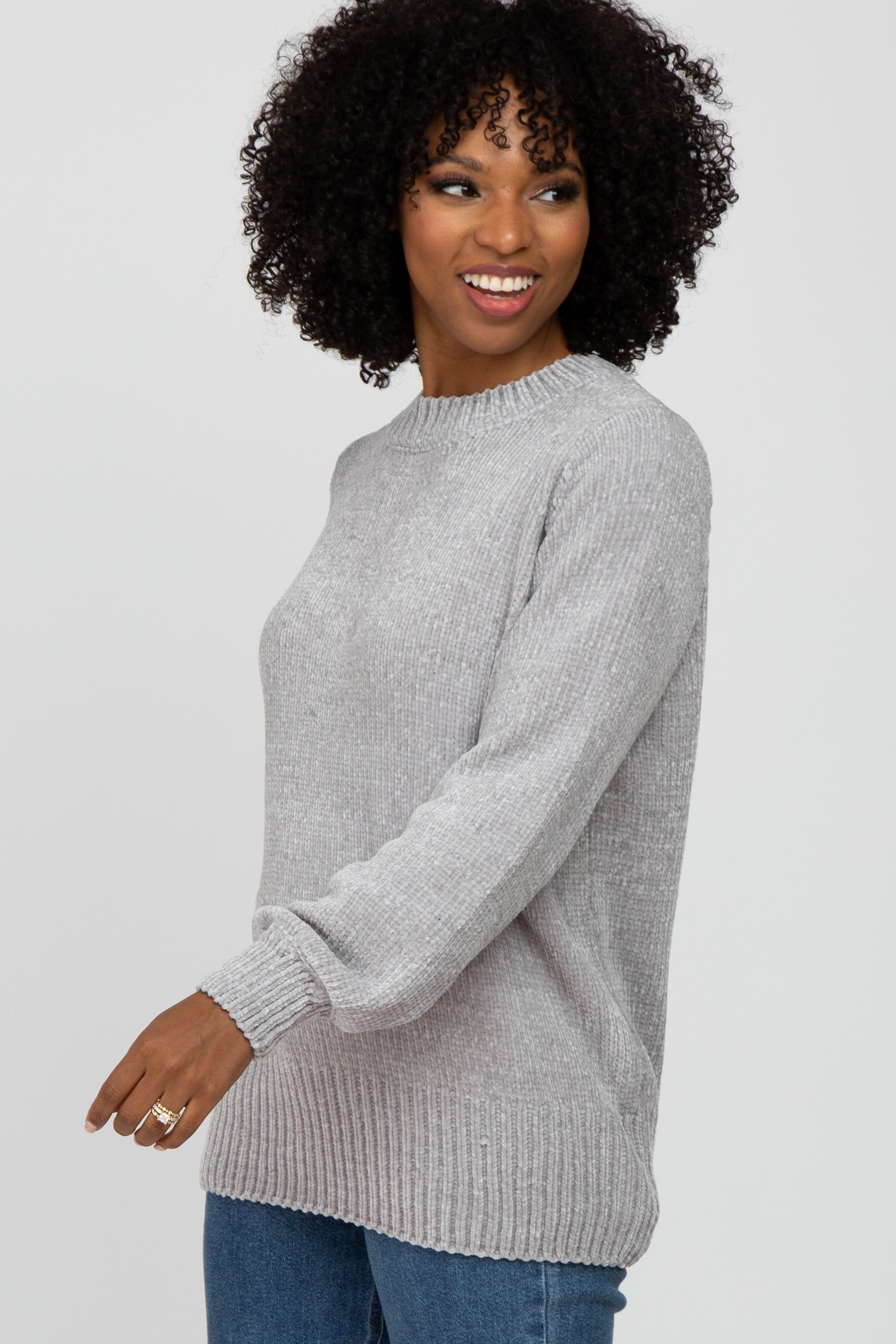 Heather Grey Chenille Knit Sweater sold by Pinkblush product image thumbnail 2