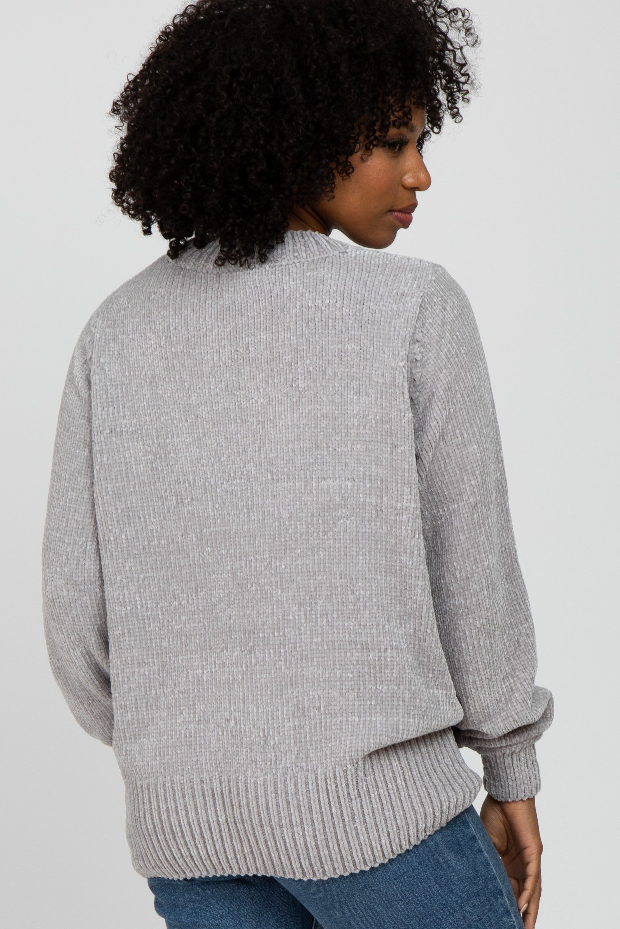 Heather Grey Chenille Knit Sweater sold by Pinkblush product image thumbnail 3