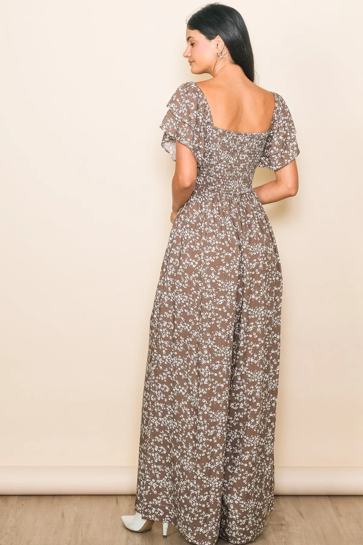 Mocha Floral Jumpsuit sold by Pinkblush product image thumbnail 4