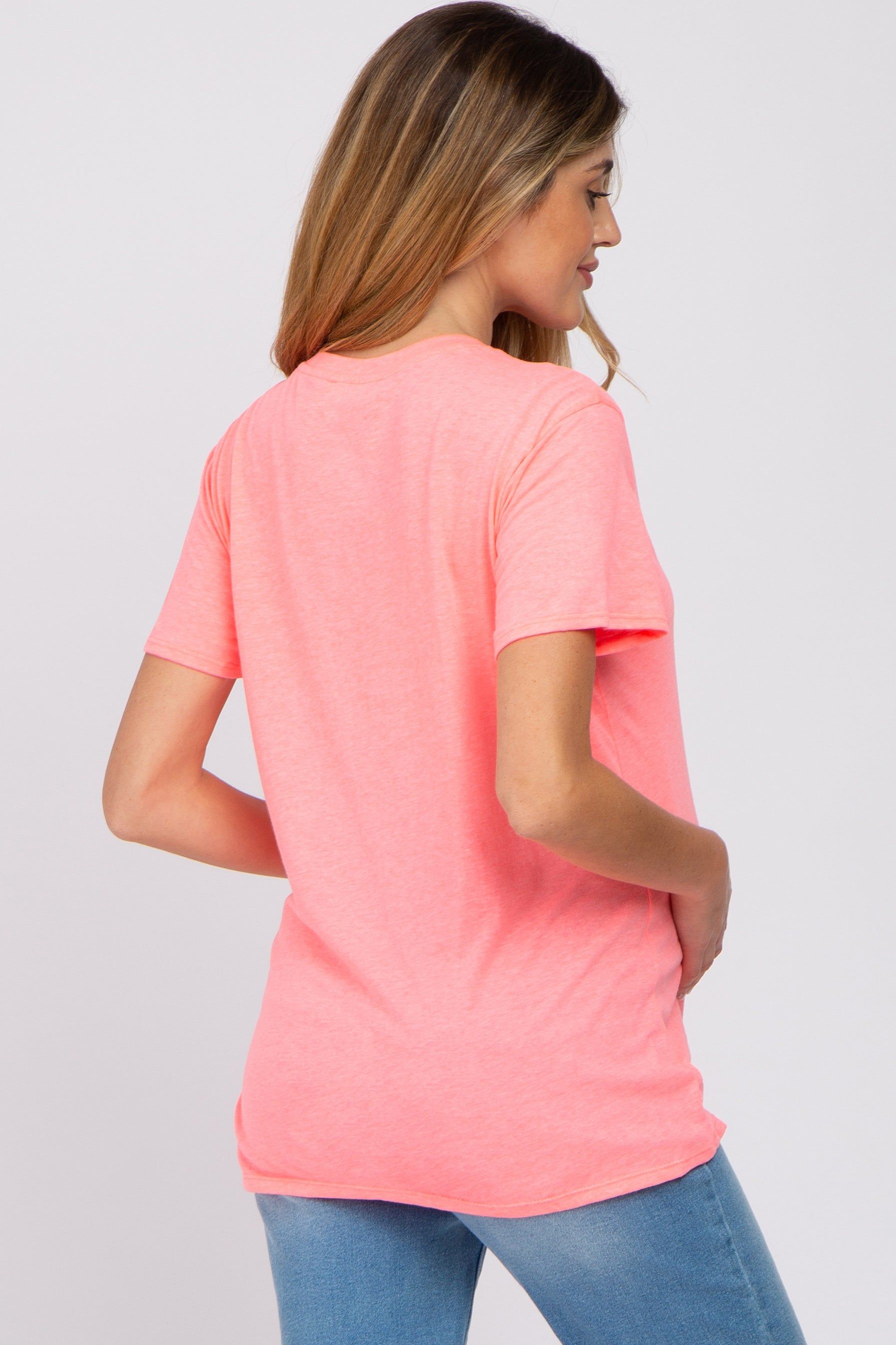 Neon Coral Oversized Short Sleeve Maternity Top sold by Pinkblush product image thumbnail 3