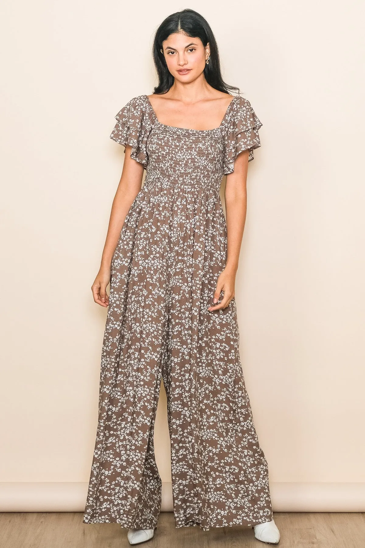 Mocha Floral Jumpsuit sold by Pinkblush product image thumbnail 2