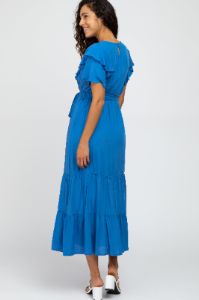 Blue Floral Embroidered Maxi Dress sold by Pinkblush