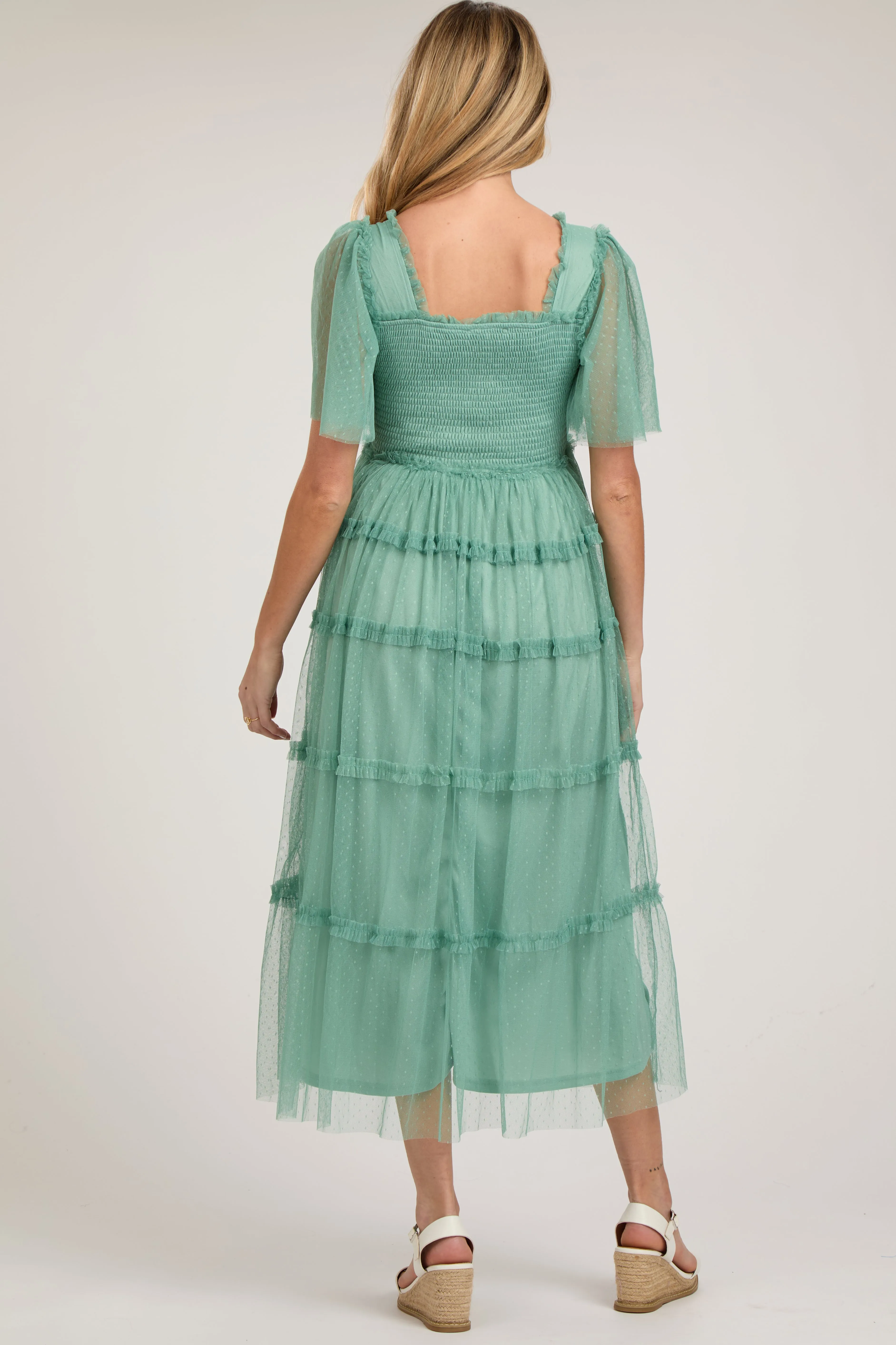 Jade Ruffled Mesh Maternity Maxi Dress sold by Pinkblush product image thumbnail 3
