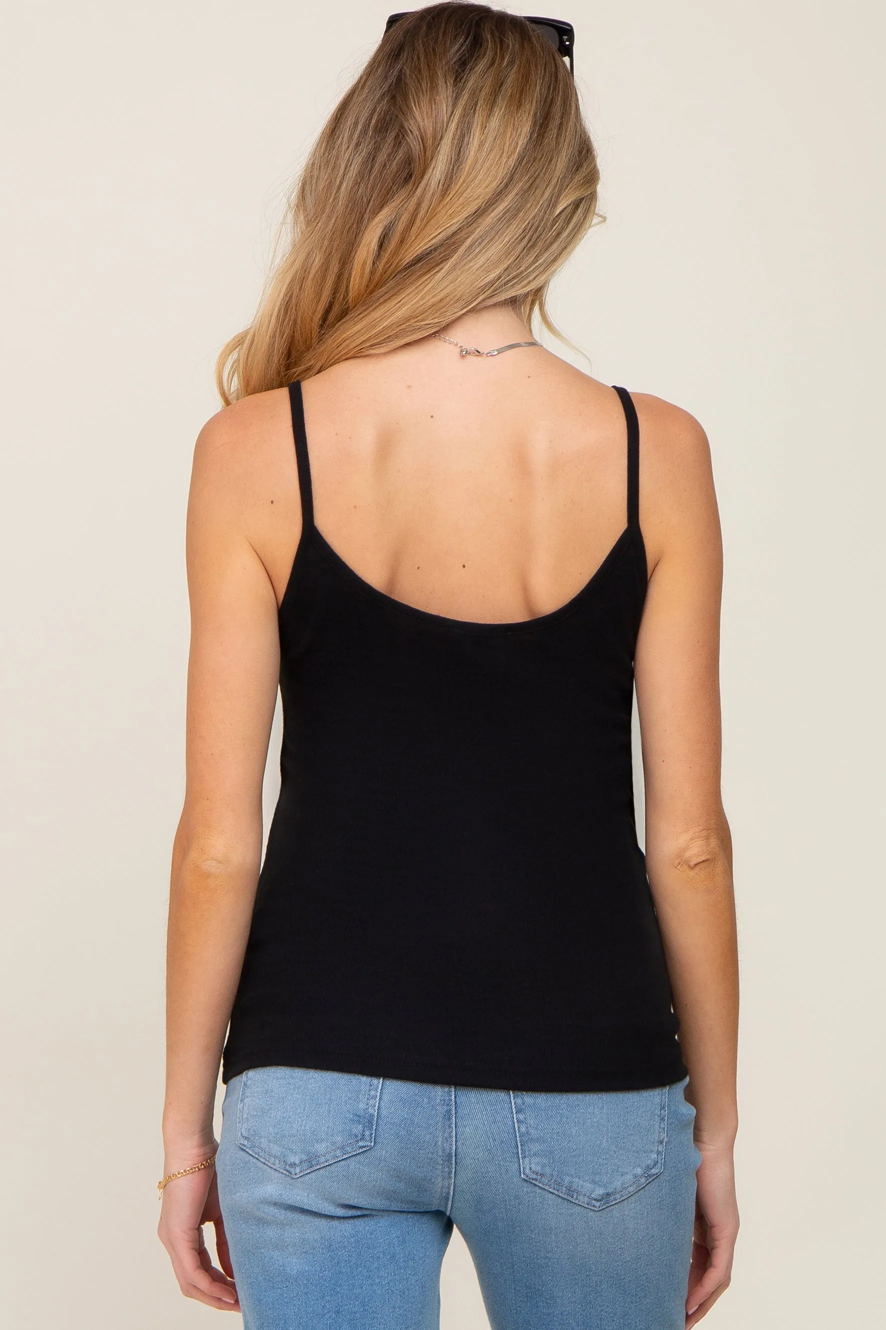 Black Ribbed Basic Maternity Tank Top sold by Pinkblush product image thumbnail 3