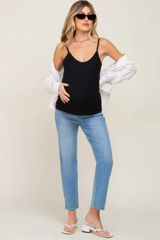 Black Ribbed Basic Maternity Tank Top sold by Pinkblush