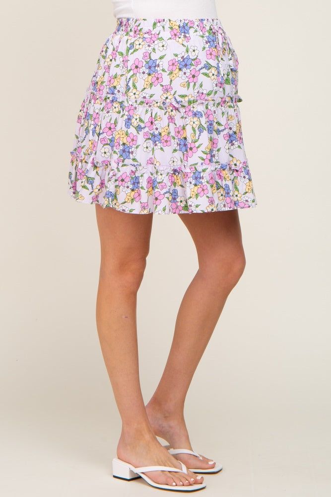 Lavender Floral Tiered Maternity Mini Skirt sold by Pinkblush product image thumbnail 3