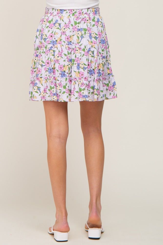 Lavender Floral Tiered Maternity Mini Skirt sold by Pinkblush product image thumbnail 4