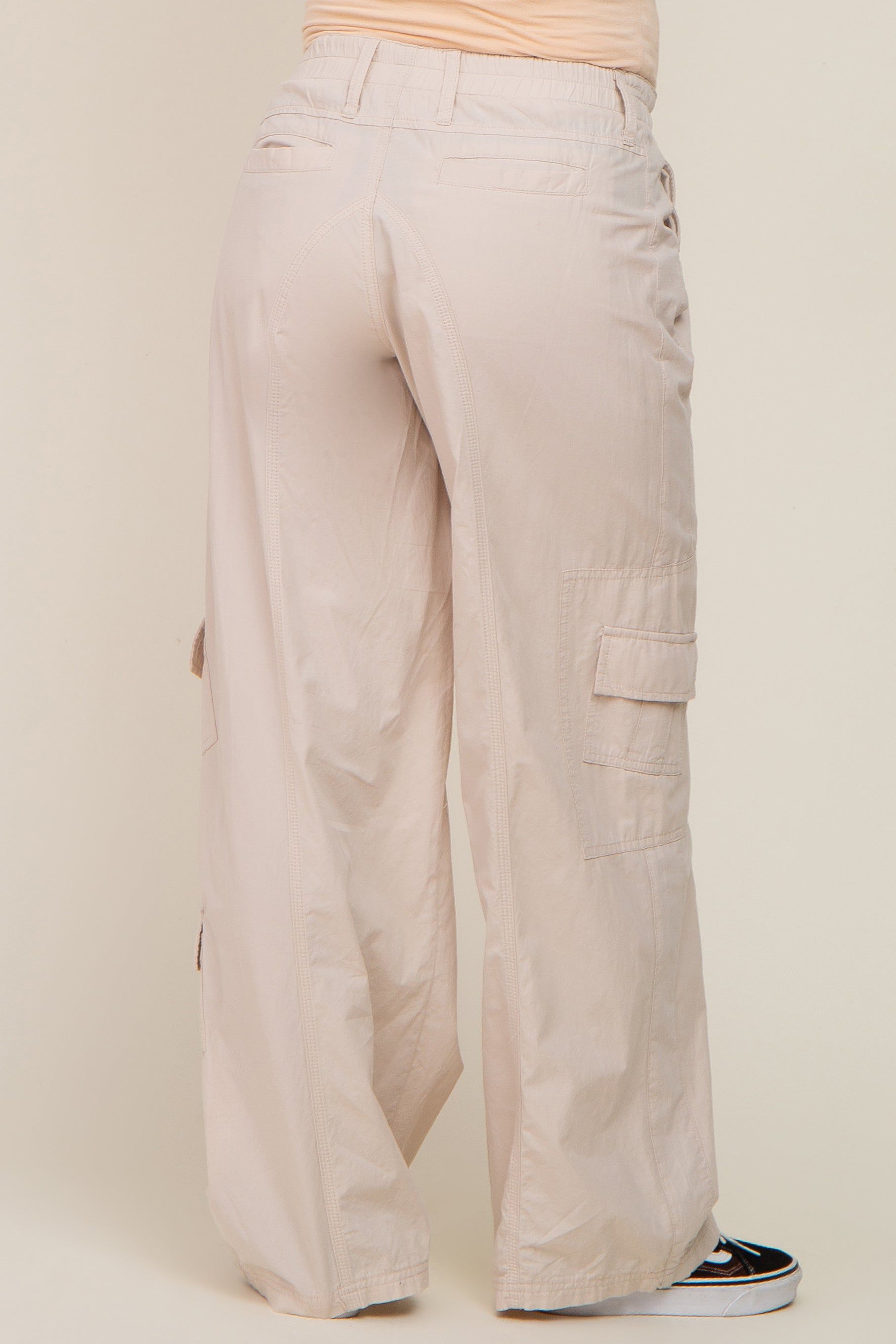 Cream Cargo Elastic Waist Maternity Pants sold by Pinkblush product image thumbnail 4