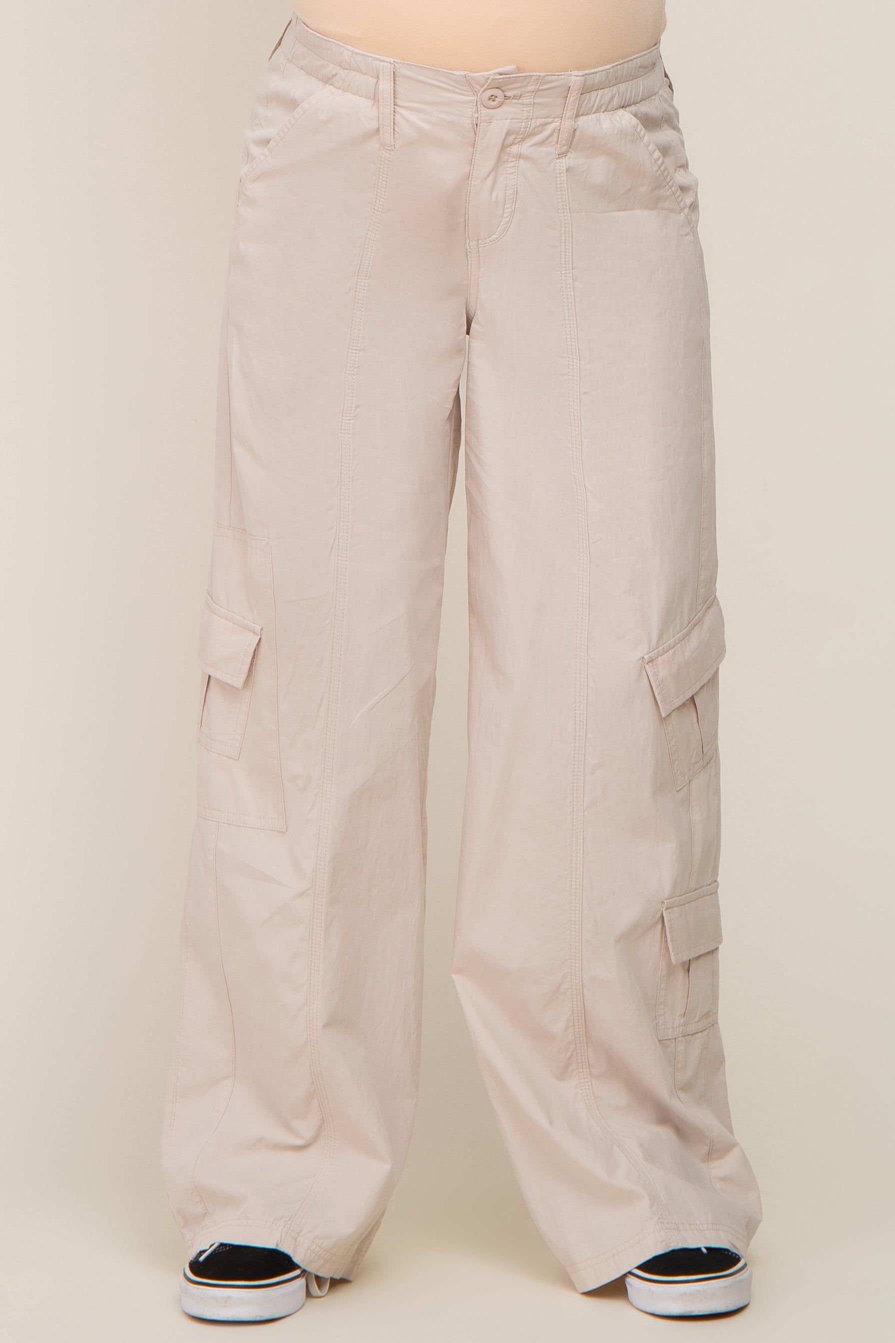Cream Cargo Elastic Waist Maternity Pants sold by Pinkblush product image thumbnail 2