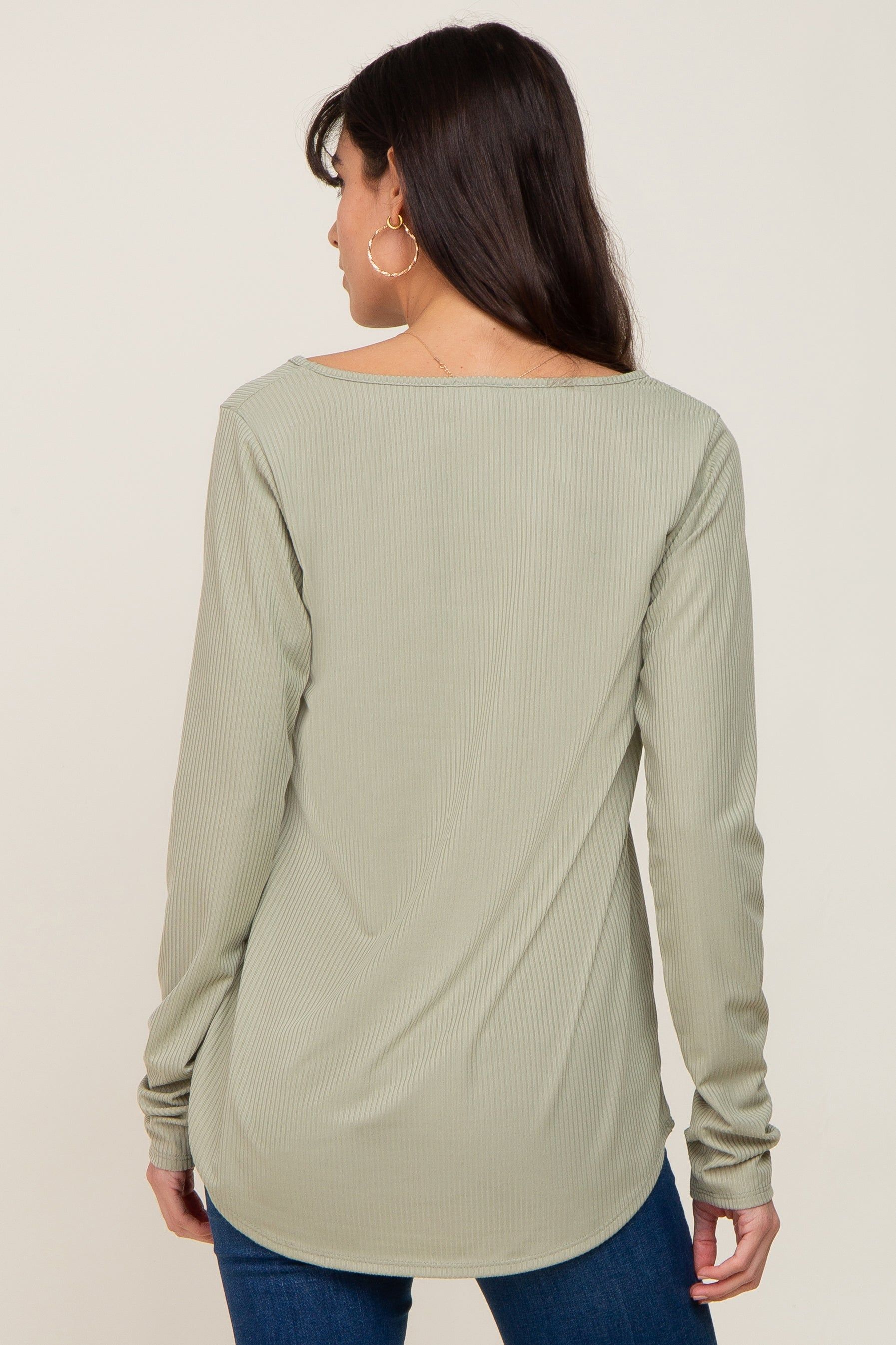 Light Olive Ribbed Round Hem Top sold by Pinkblush product image thumbnail 3