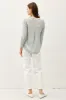 Grey V-Neck Roll Tap Long Sleeve Tie Knot Shirt sold by Pinkblush