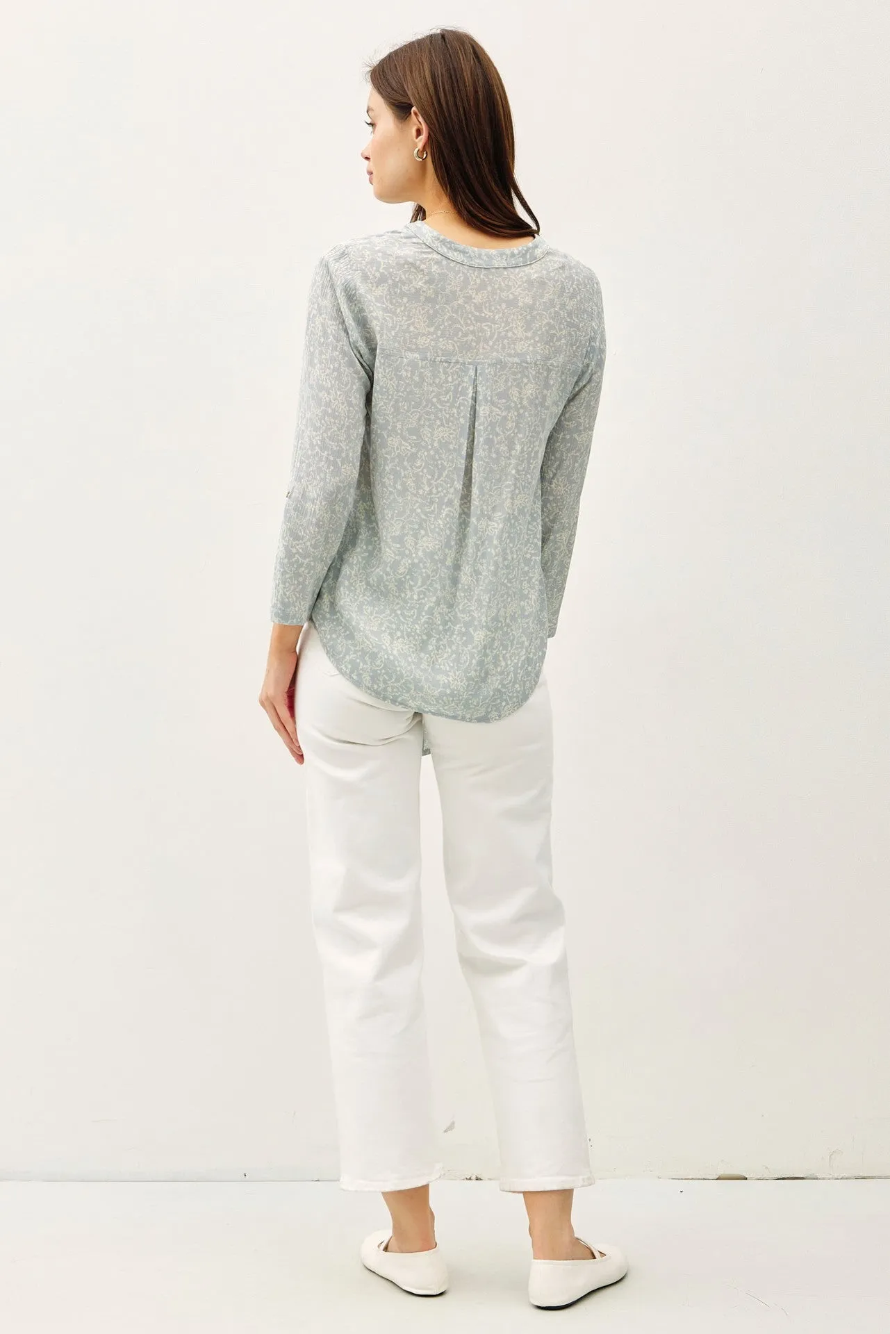 Grey V-Neck Roll Tap Long Sleeve Tie Knot Shirt sold by Pinkblush product image thumbnail 5