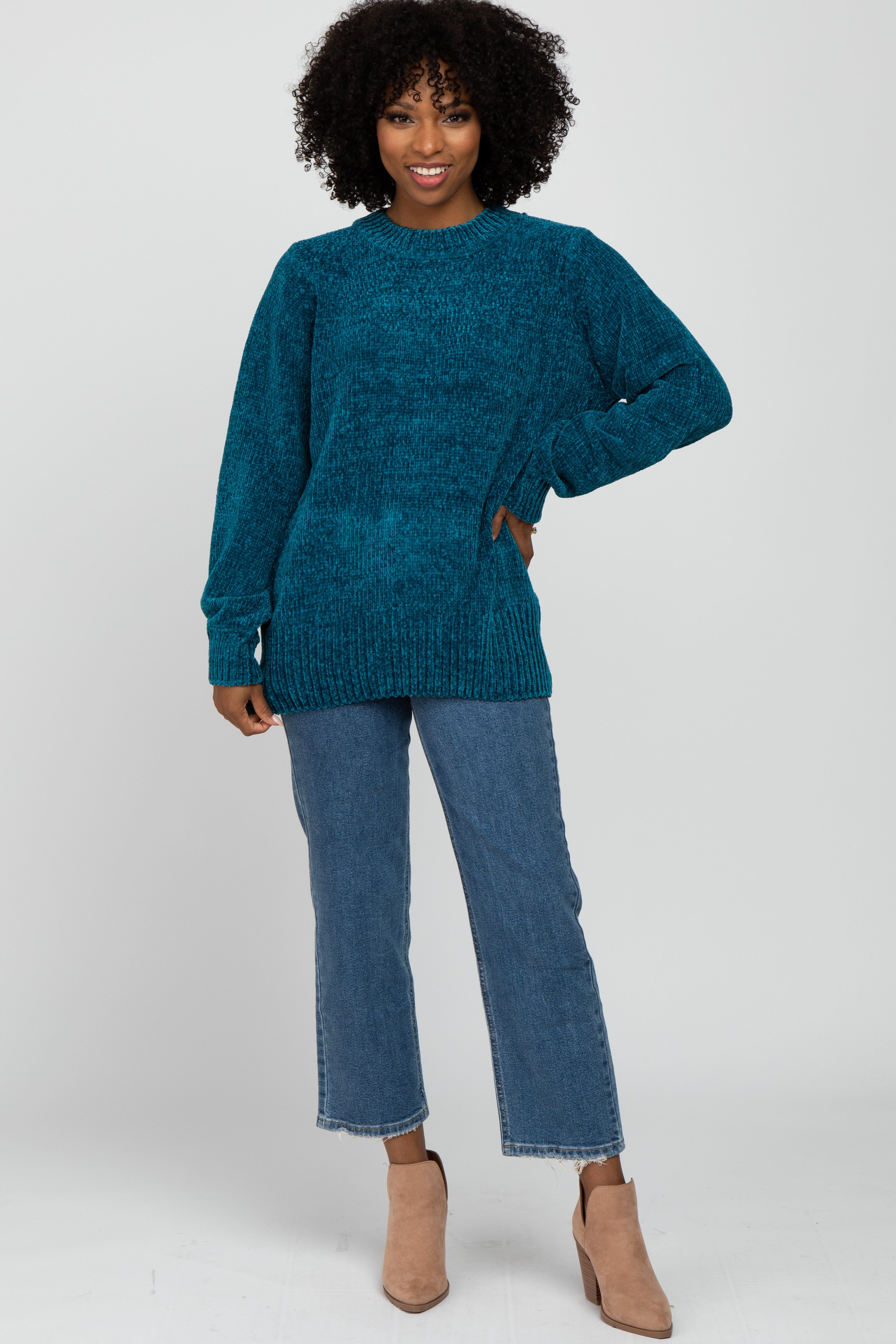 Teal Chenille Knit Sweater sold by Pinkblush product image thumbnail 4