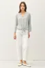 Grey V-Neck Roll Tap Long Sleeve Tie Knot Shirt sold by Pinkblush