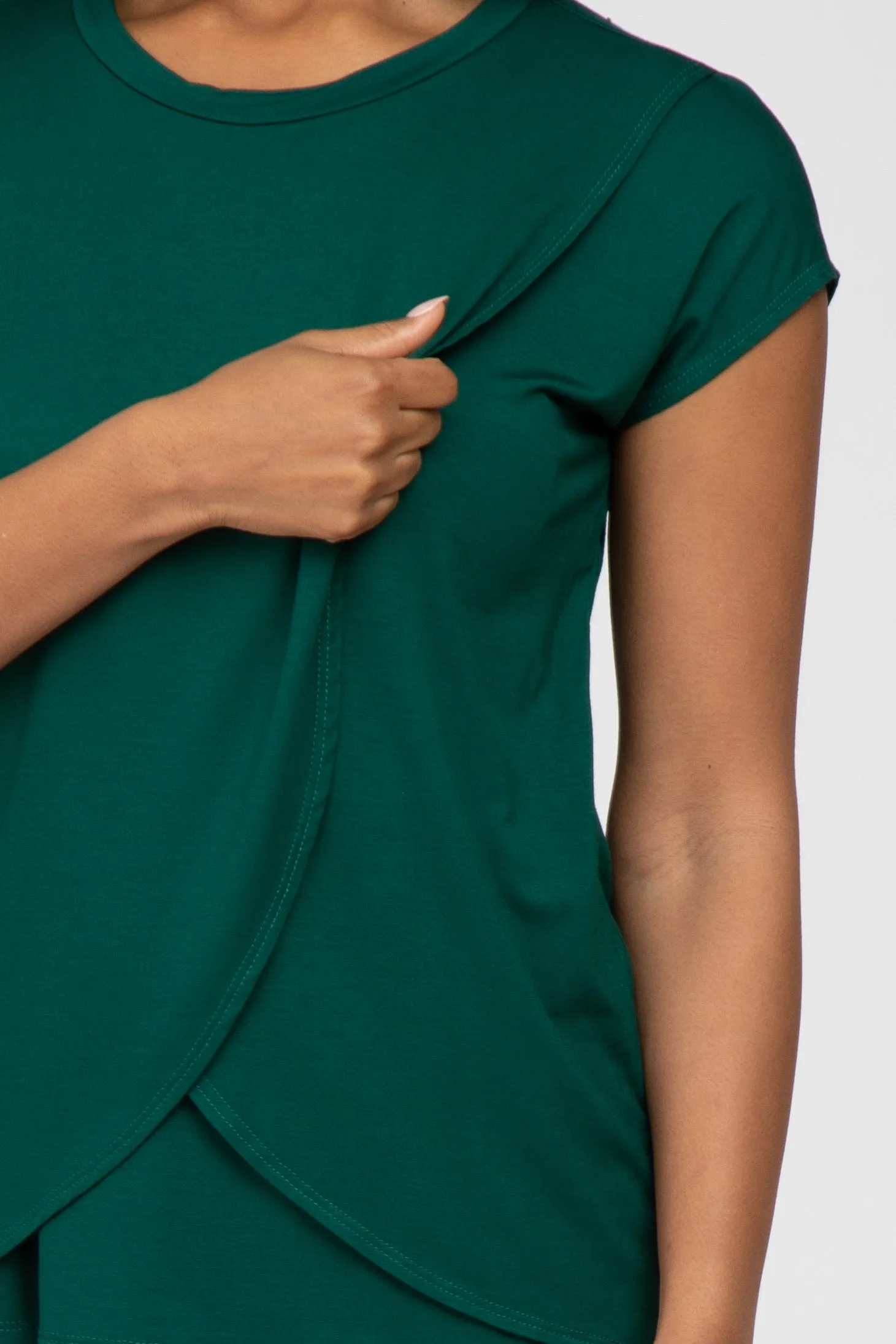 Emerald Green Layered Wrap Front Nursing Top sold by Pinkblush product image thumbnail 5