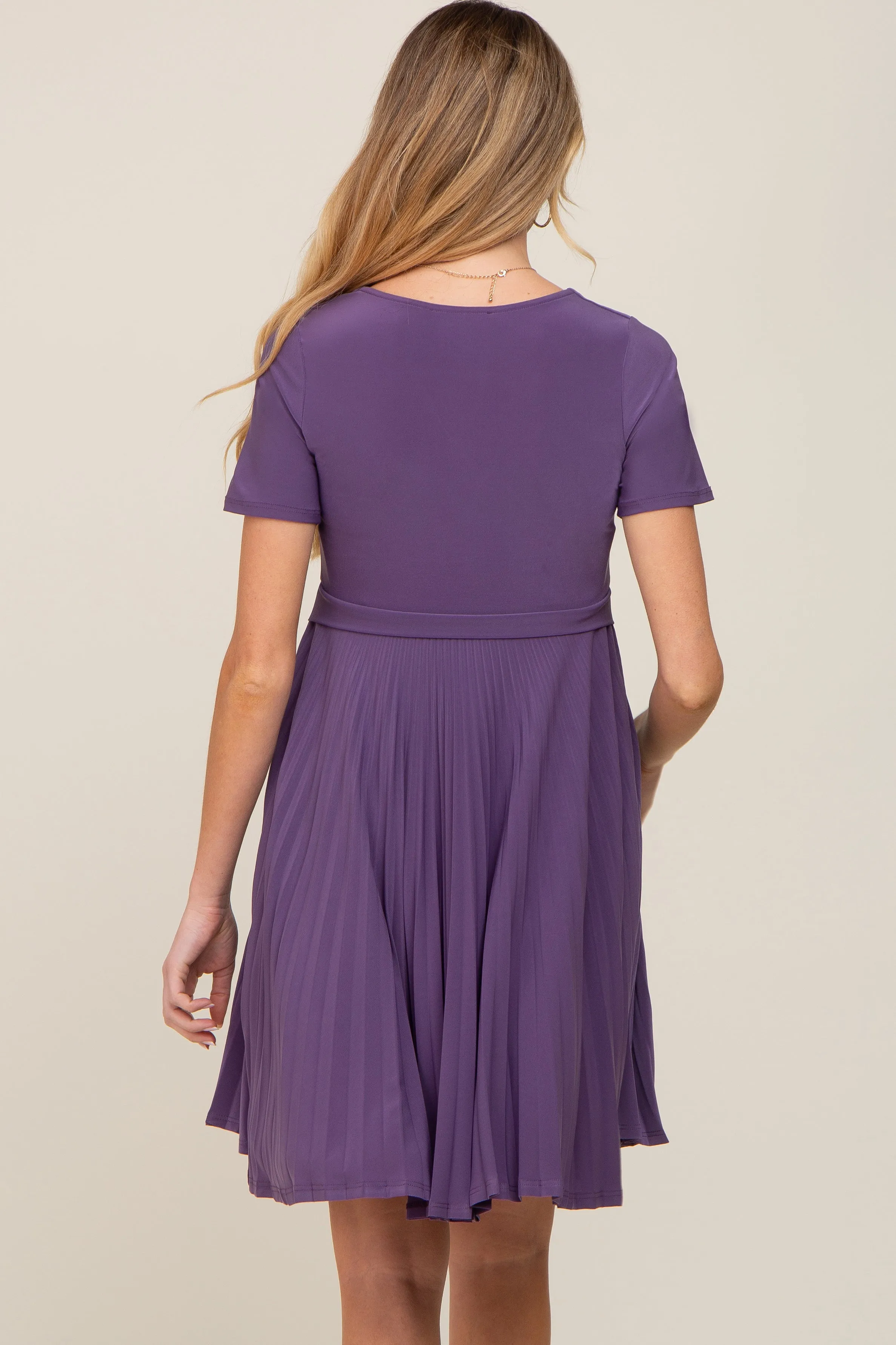 Plum Pleated Maternity/Nursing Dress sold by Pinkblush product image thumbnail 3