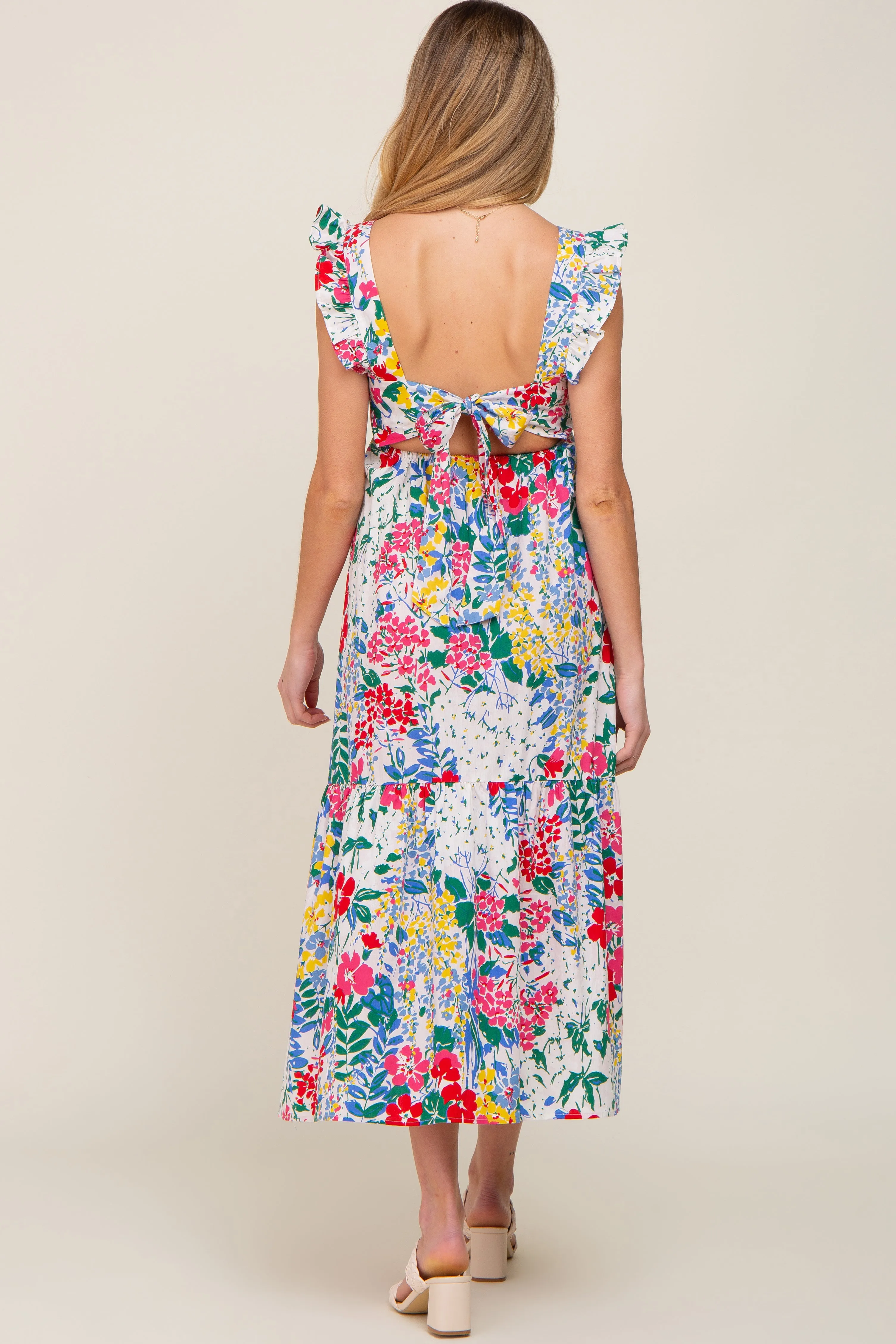 Multicolor Floral Ruffle Accent Maternity Maxi Dress sold by Pinkblush product image thumbnail 3