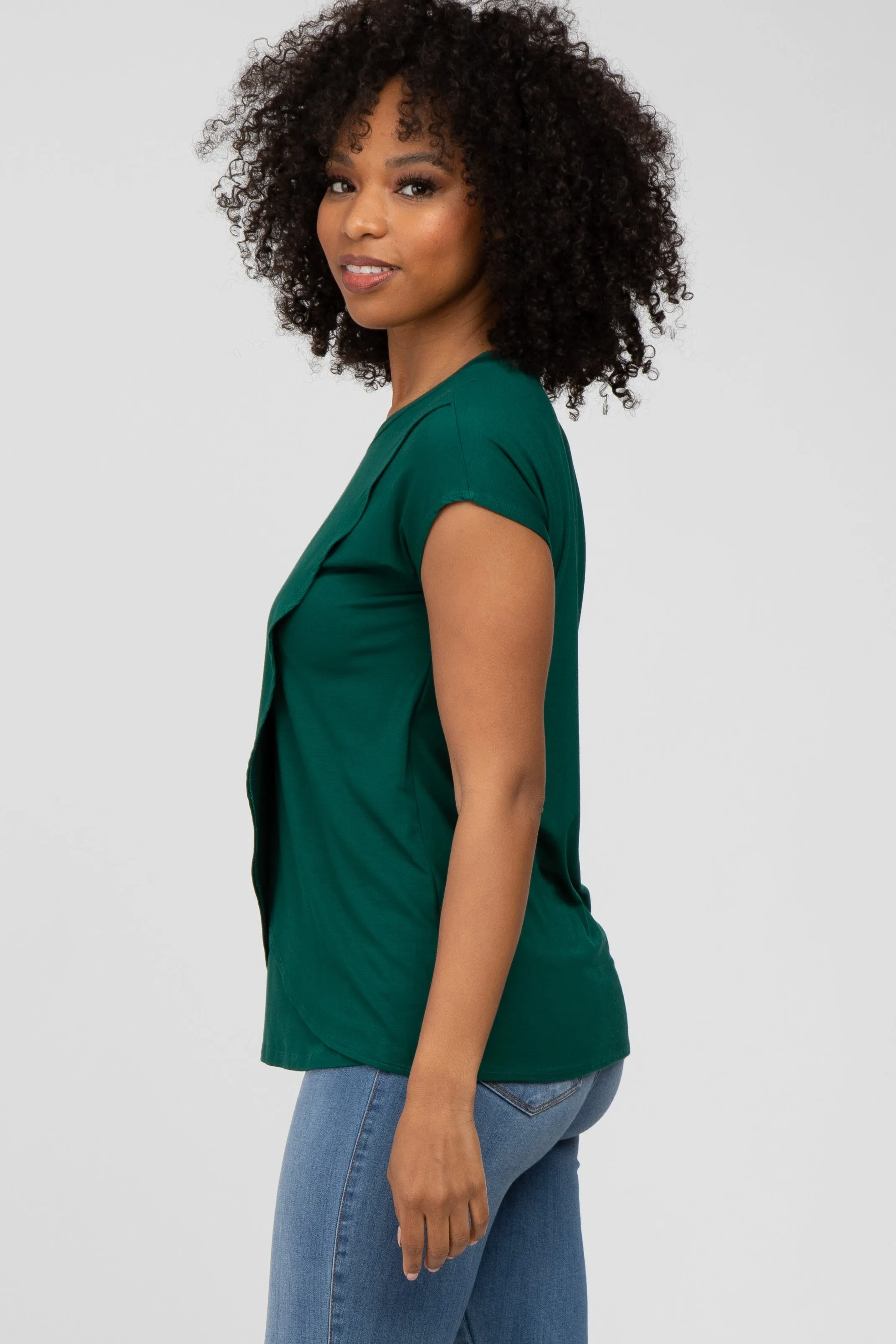 Emerald Green Layered Wrap Front Nursing Top sold by Pinkblush product image thumbnail 3