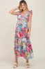 Multicolor Floral Ruffle Accent Maternity Maxi Dress sold by Pinkblush