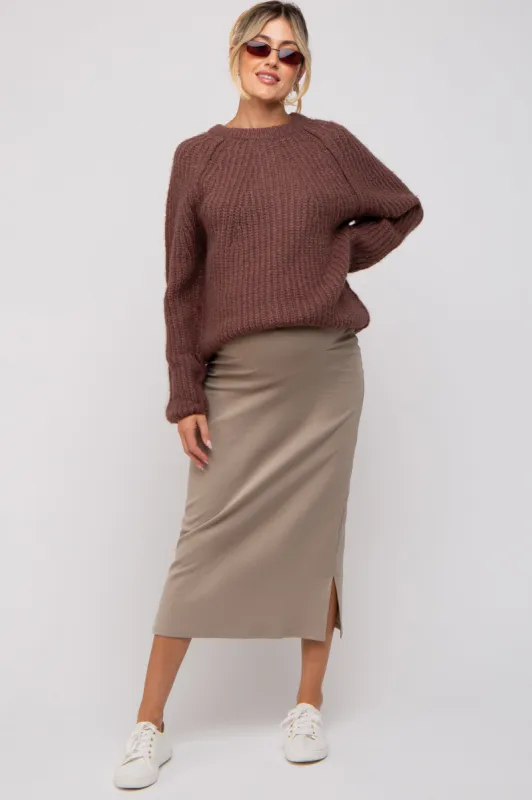 Brown Basic Chunky Knit Maternity Sweater sold by Pinkblush