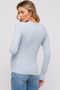 Light Blue Long Sleeve Maternity Top sold by Pinkblush