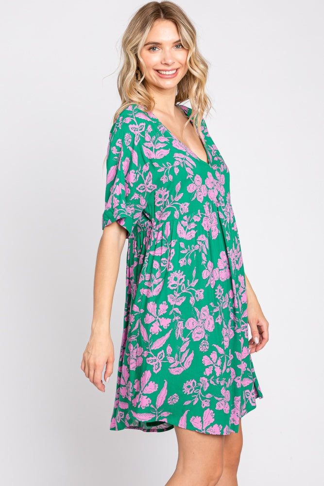 Green Floral V-Neck Dress sold by Pinkblush product image thumbnail 2