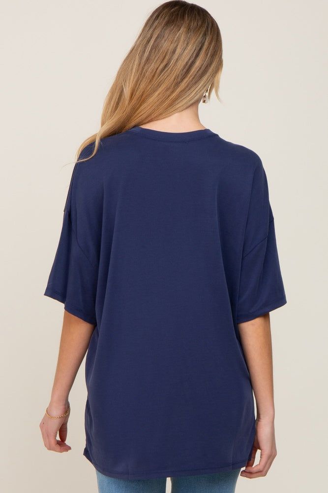 Navy Basic Oversized Maternity T-Shirt sold by Pinkblush product image thumbnail 3