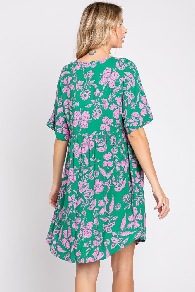 Green Floral V-Neck Dress sold by Pinkblush product image thumbnail 3