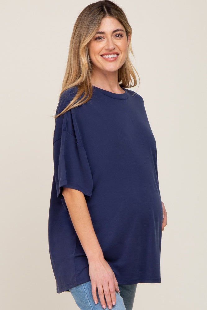 Navy Basic Oversized Maternity T-Shirt sold by Pinkblush product image thumbnail 2