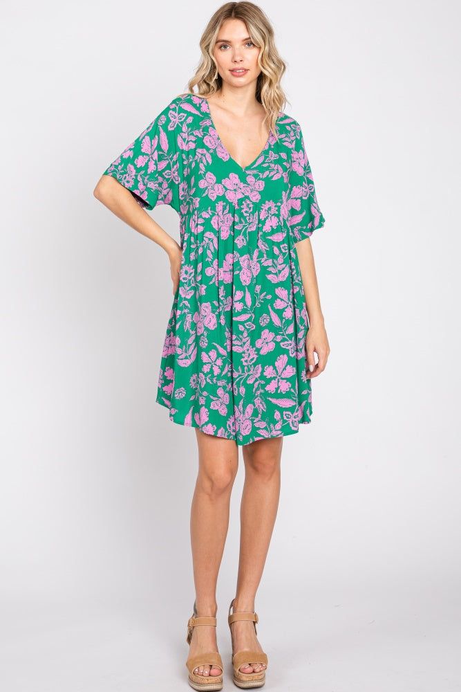 Green Floral V-Neck Dress sold by Pinkblush product image thumbnail 4