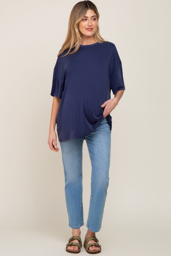 Navy Basic Oversized Maternity T-Shirt sold by Pinkblush product image thumbnail 4