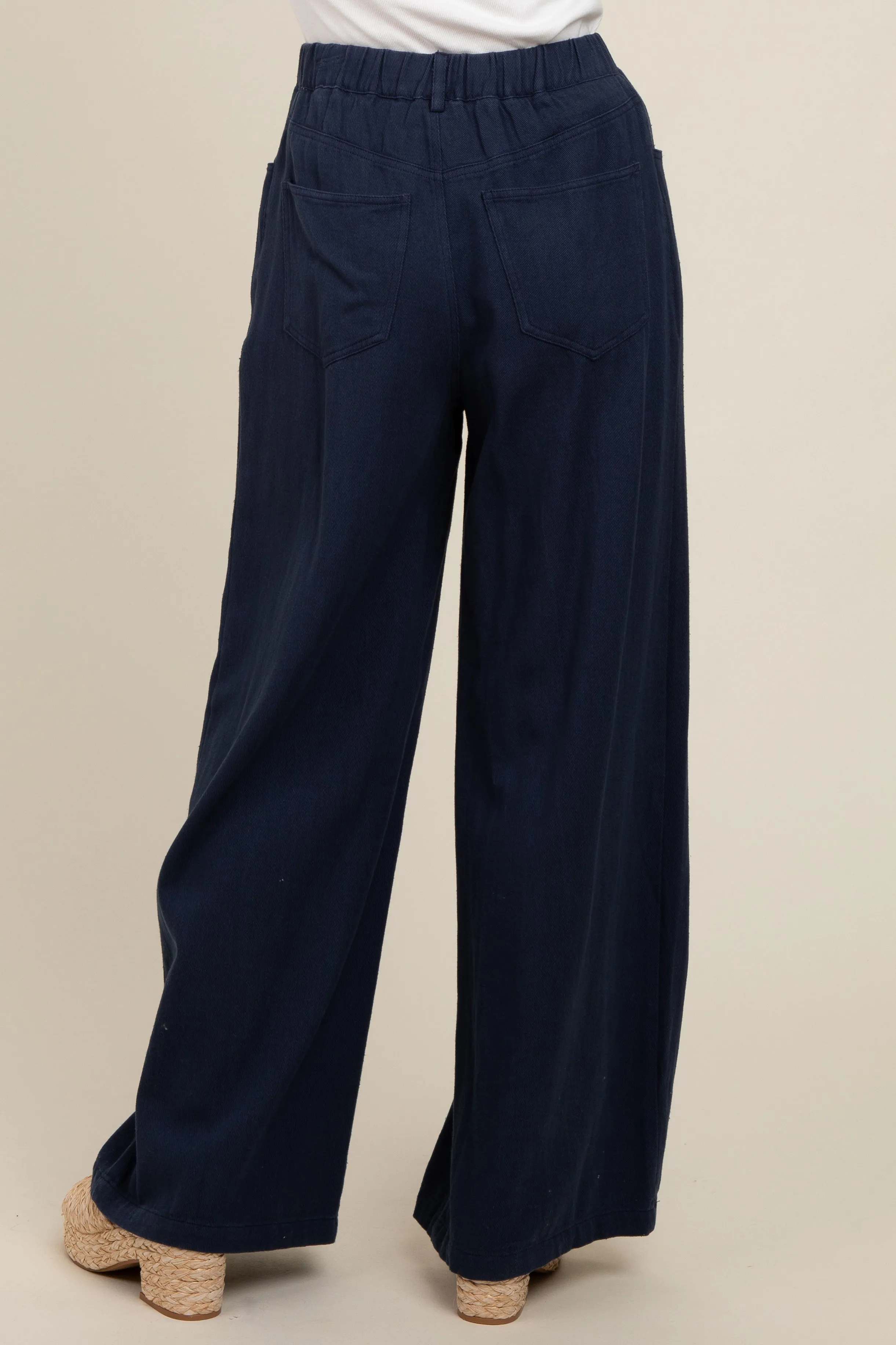 Navy Blue Drawstring Wide Leg Pants sold by Pinkblush product image thumbnail 5