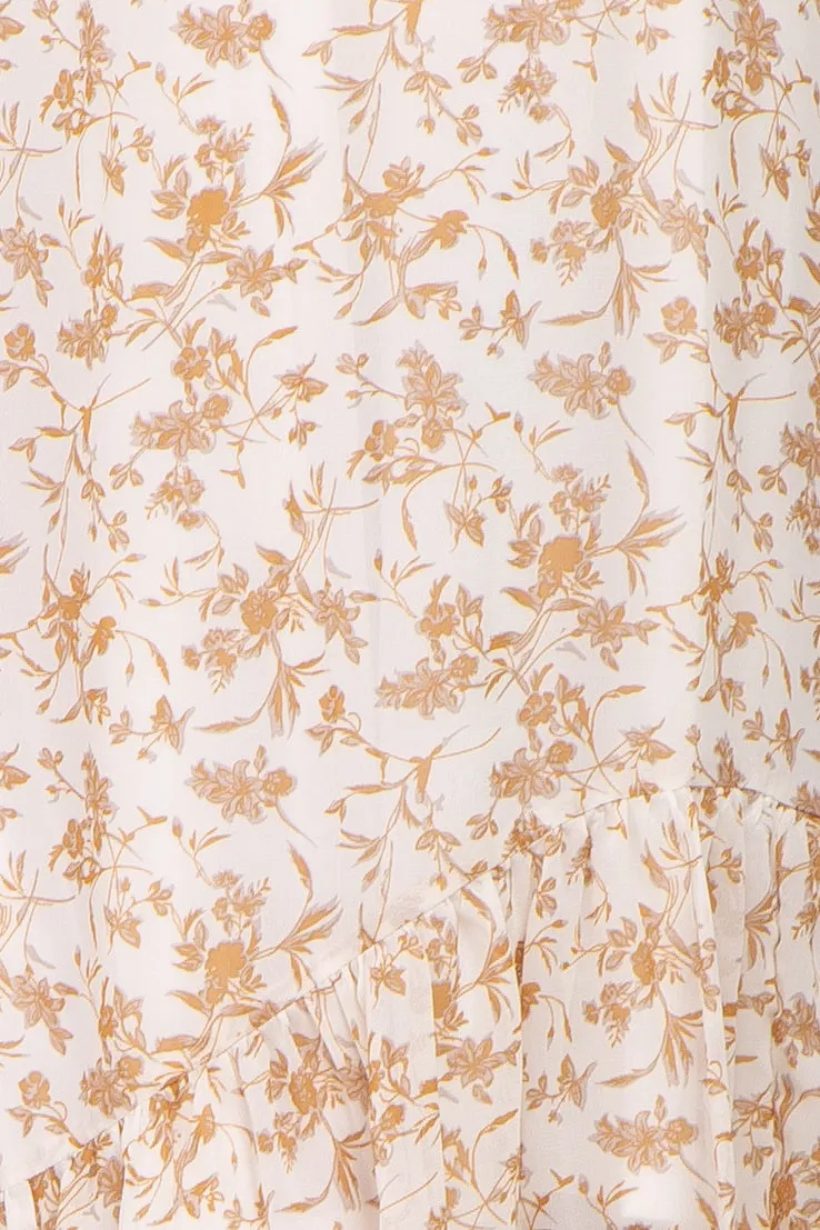 Ivory Floral Chiffon Ruffle Maternity Maxi Dress sold by Pinkblush product image thumbnail 4