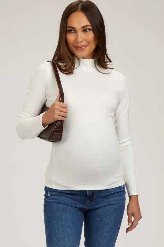 Ivory Soft Turtle Neck Maternity Top sold by Pinkblush