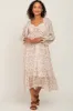 Ivory Floral Chiffon Ruffle Maternity Maxi Dress sold by Pinkblush