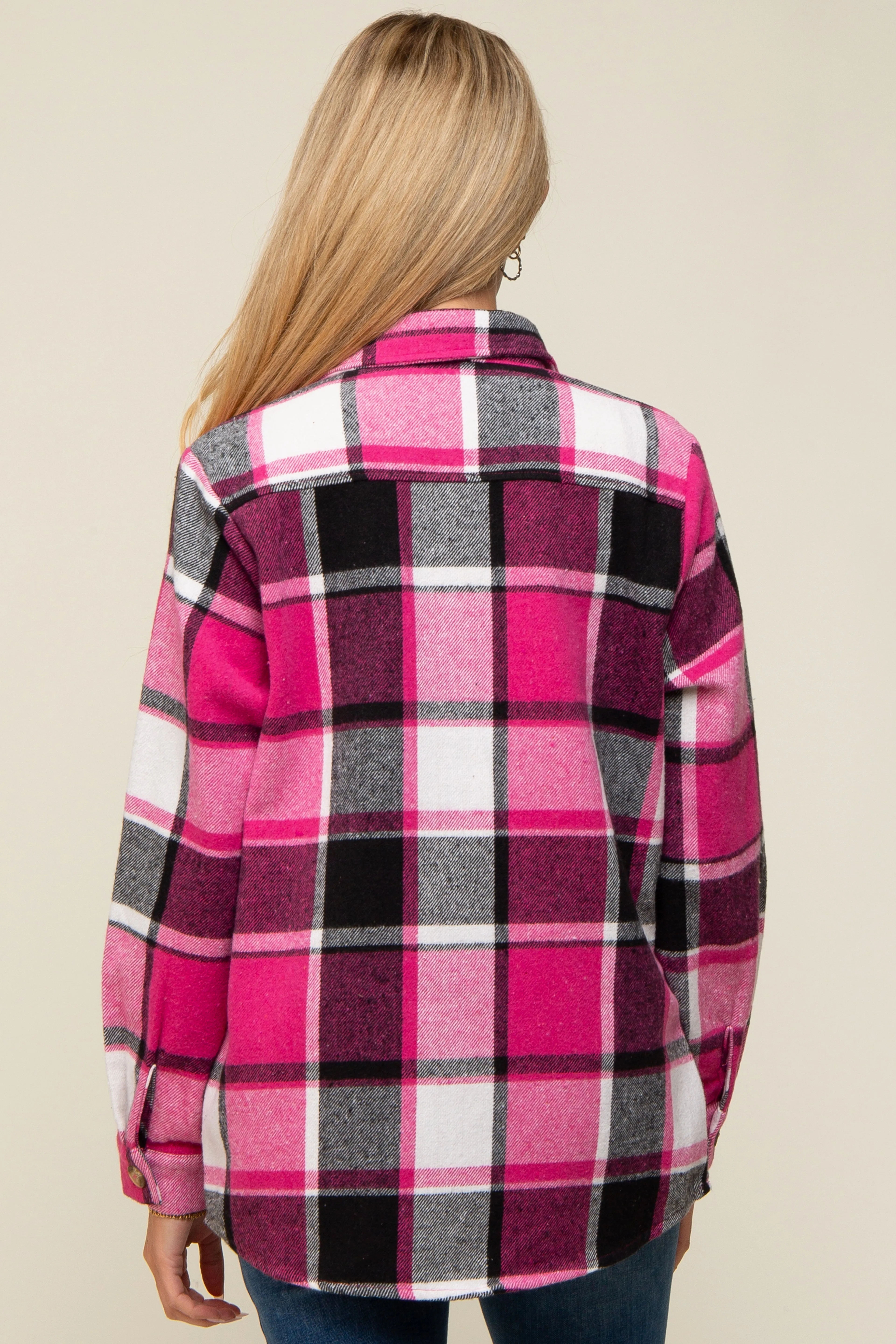 Pink Plaid Maternity Shirt Jacket sold by Pinkblush product image thumbnail 3