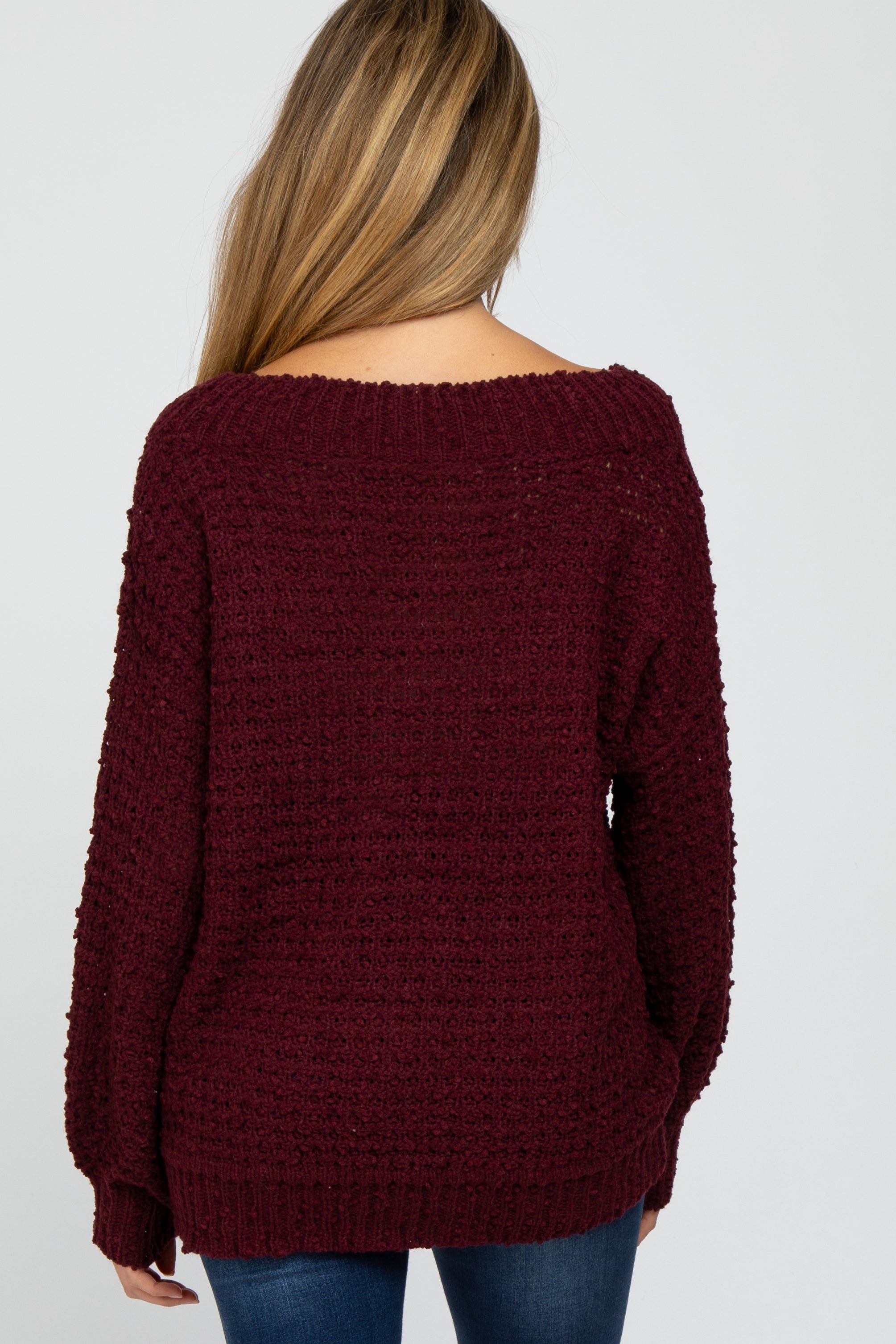 Burgundy Chunky Knit Maternity Sweater sold by Pinkblush product image thumbnail 3